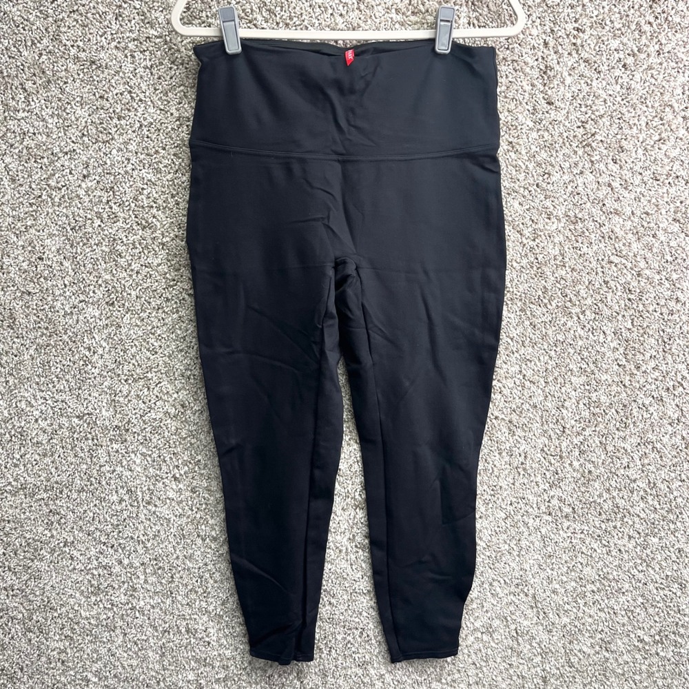 Spanx Leggings Women's XL Black High-Waisted Pull-On Ankle Ponte
